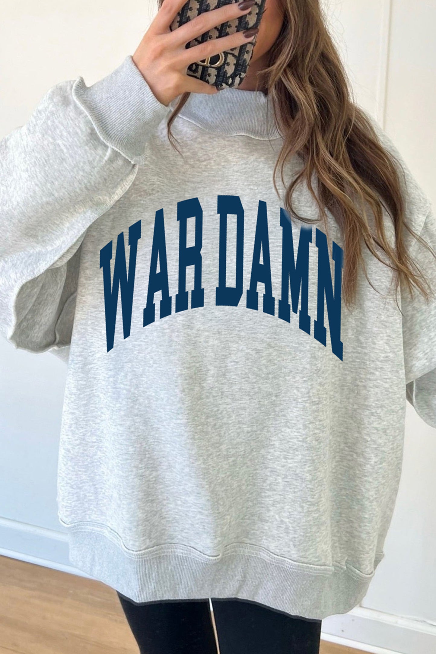 WAR DAMN/ EAGLES Double Side Print Mock Neck Sweatshirt