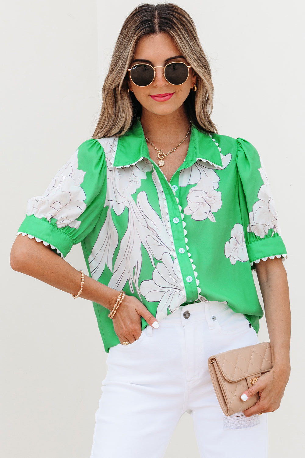 Emerald Manor Floral Blouse