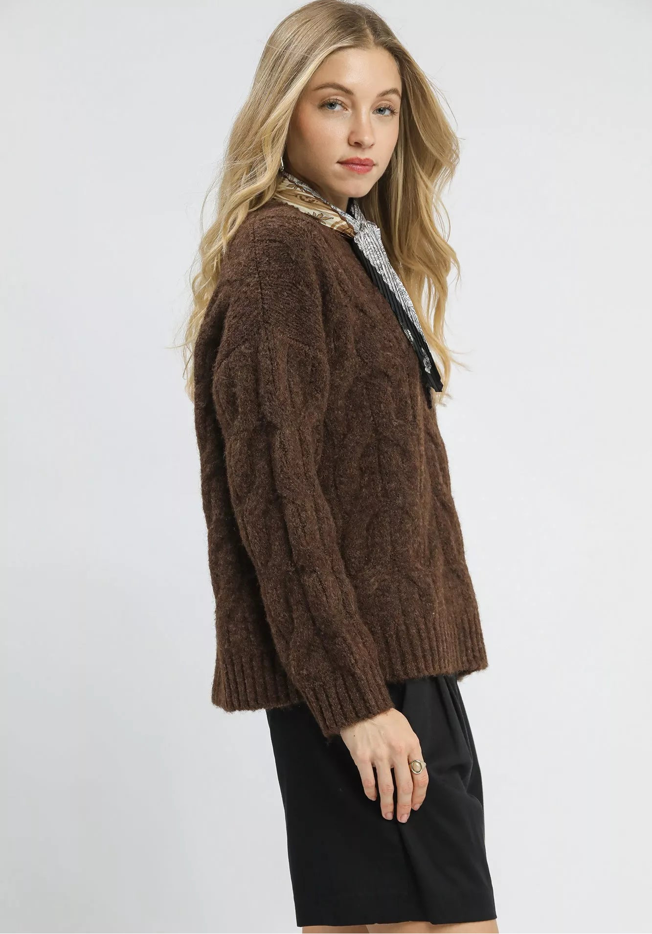 Umgee Cable Knit Cozy Sweater