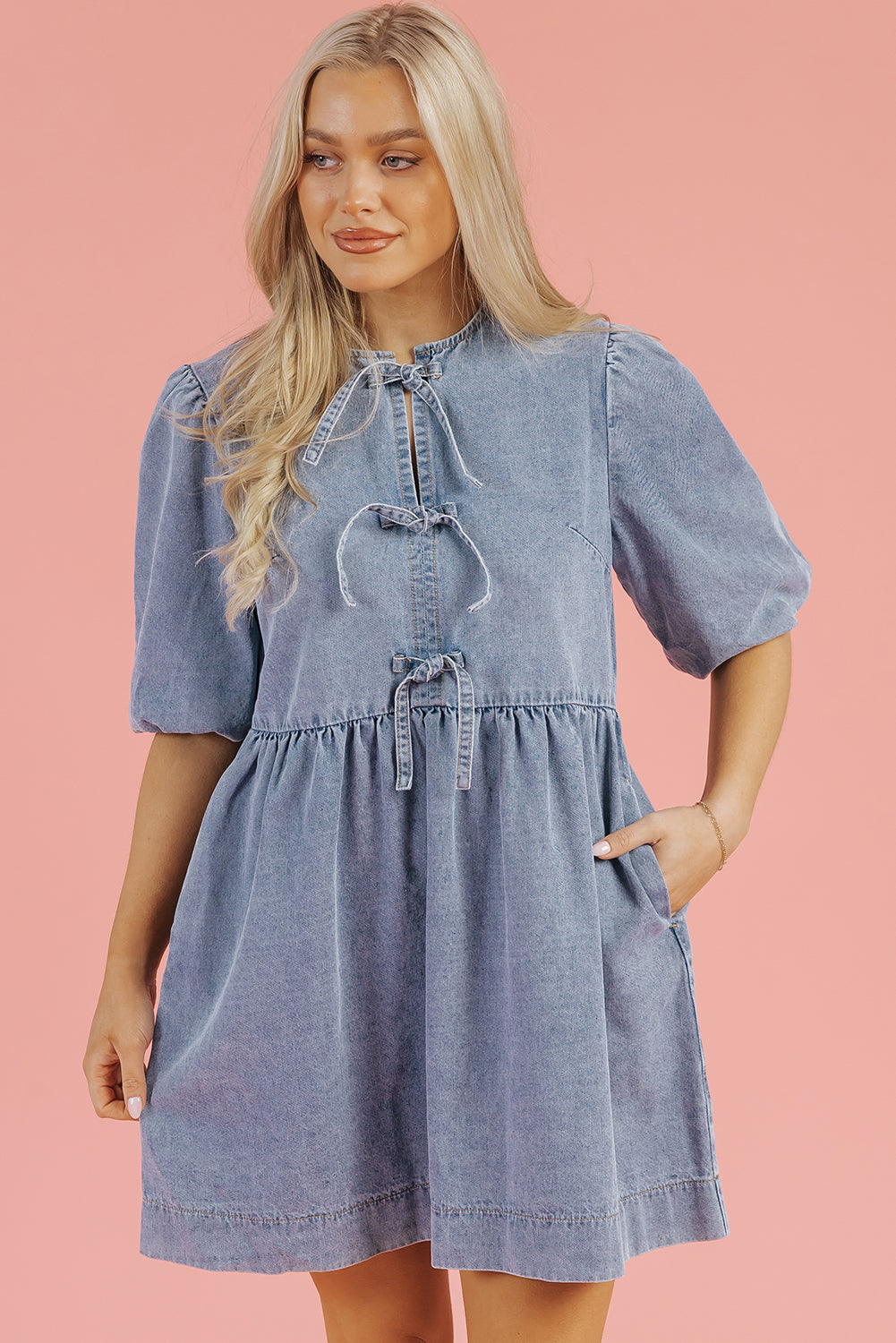 The Savannah Tie Denim Dress