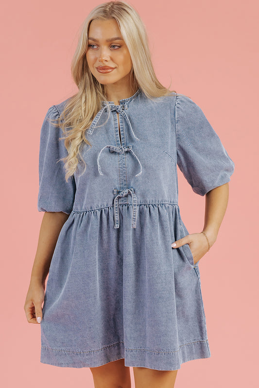 The Savannah Tie Denim Dress