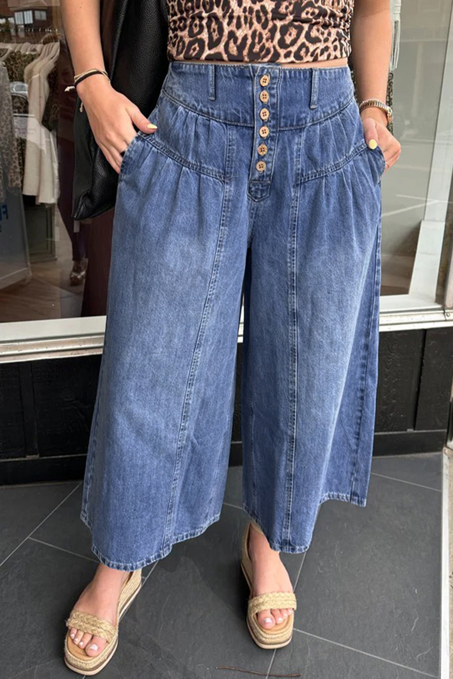 Harbor Breeze Button-Front Denim Pants