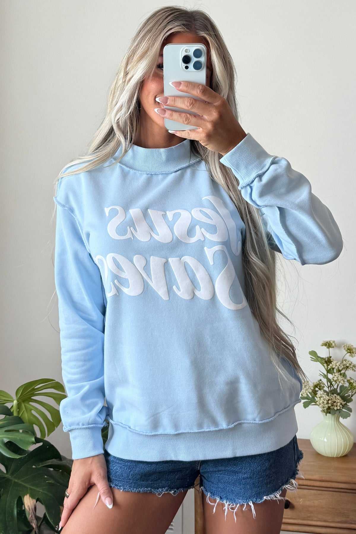 Jesus Saves Mock Neck Sweatshirt
