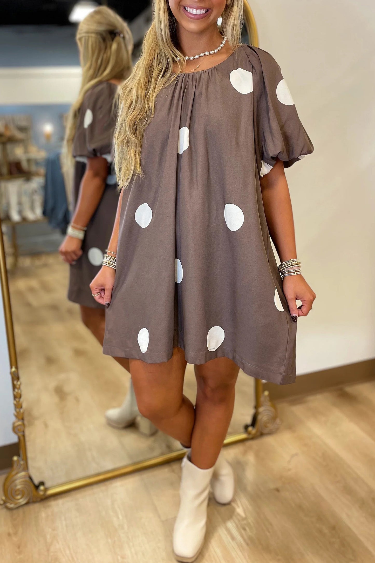 Mocha Dot Darling Dress
