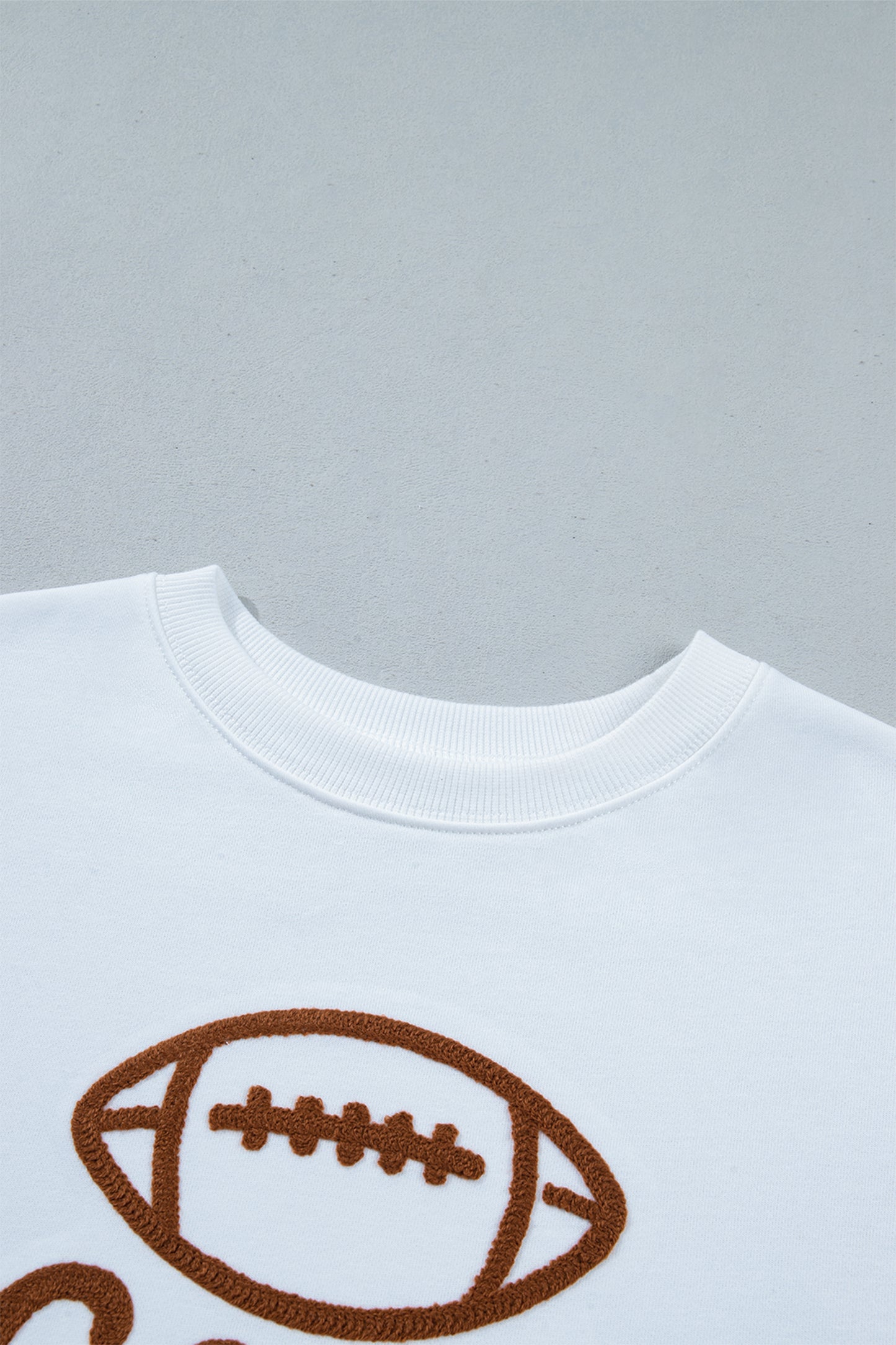 White Embroidered Game Day Sweatshirt