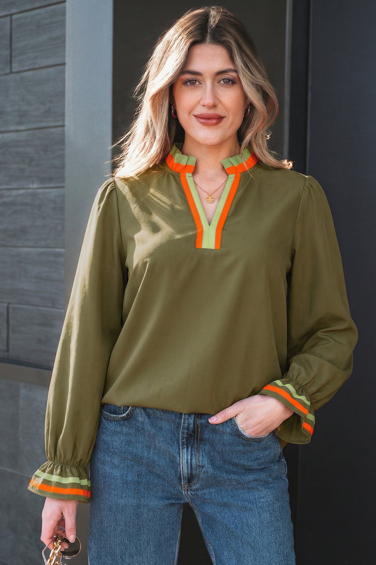 Harvest Stripe Popover Blouse