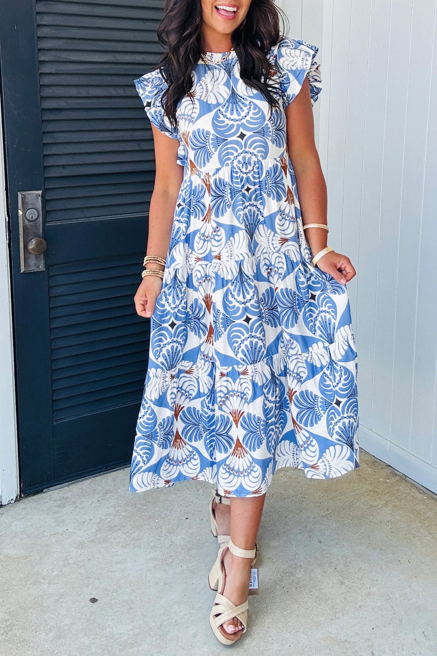 Santorini Skies Midi Dress