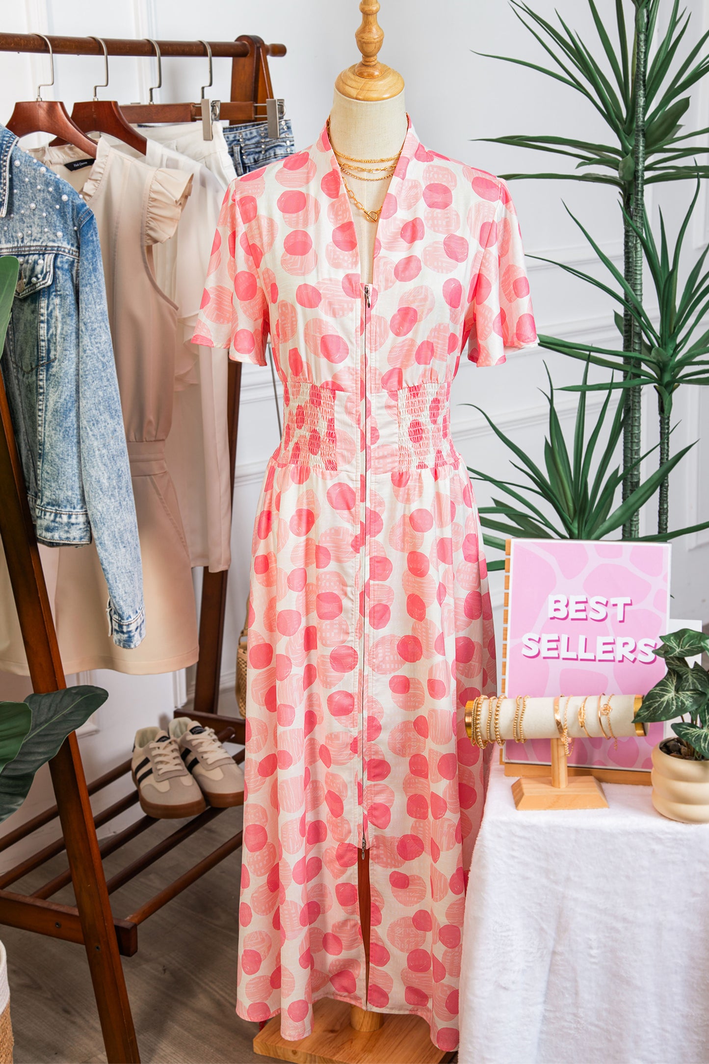 Blush Hour Dot Midi Dress
