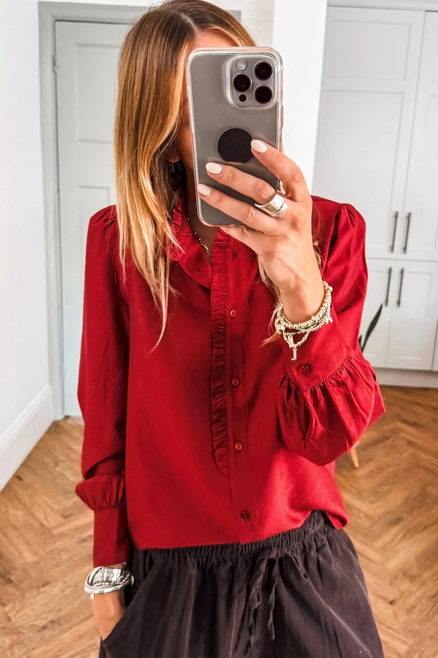 Crimson Grace Ruffle Blouse