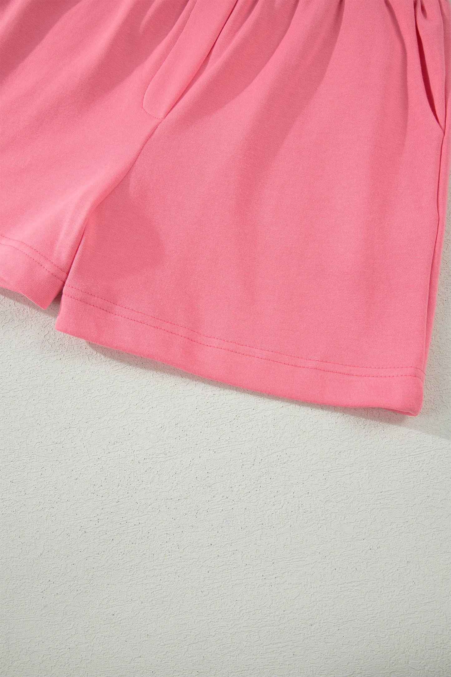 Coral Paradise Half Zipped Ruffled Short Set