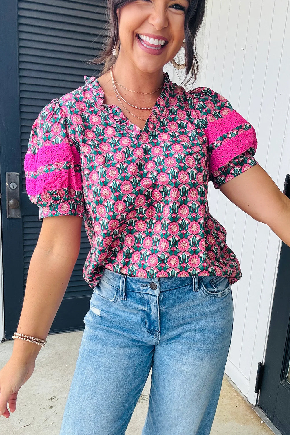 Garden Party Eyelet Sleeve Blouse