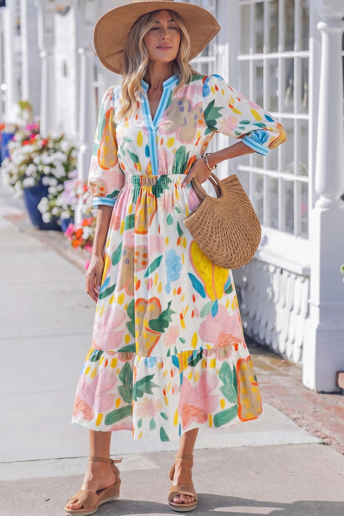The Painted Petals Midi Dress