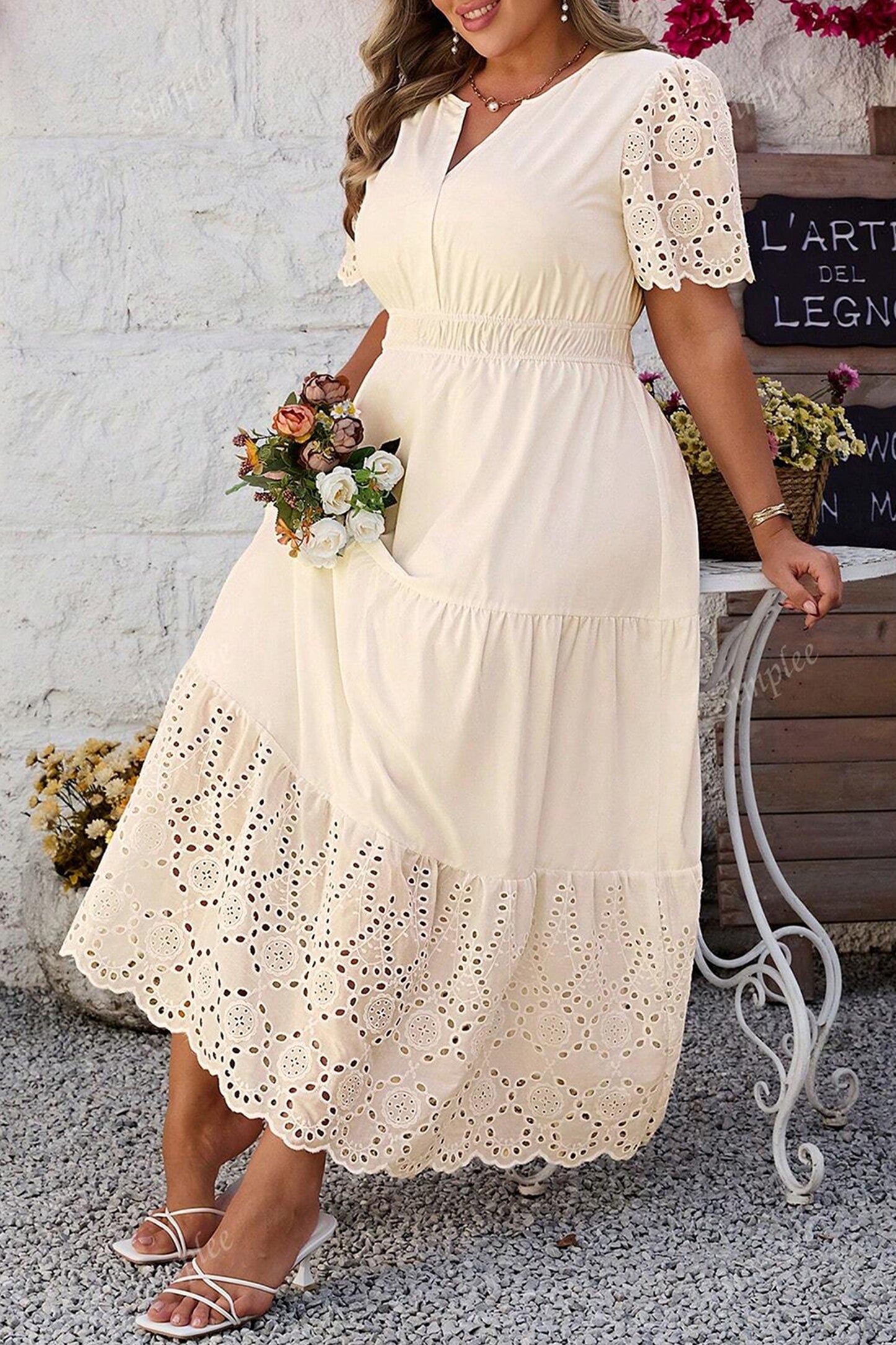 Santorini Lace Midi Dress