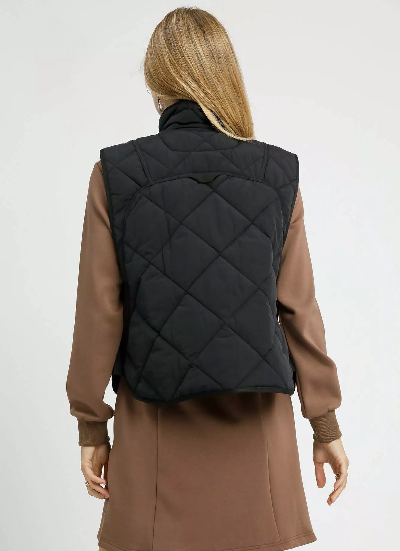 Umgee Quilted Snap-Front Puffer Vest