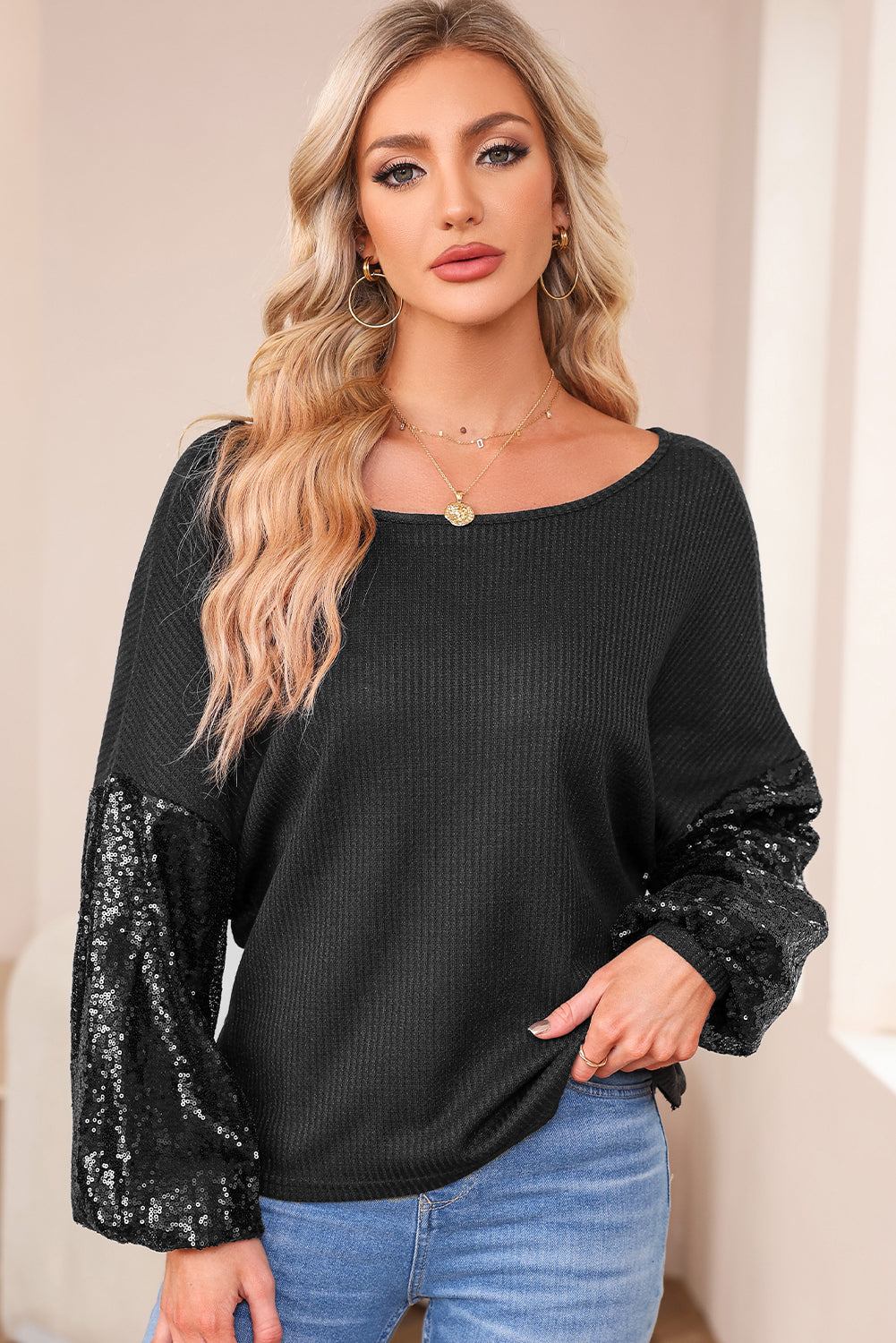 Midnight Shimmer Sleeve Pullover