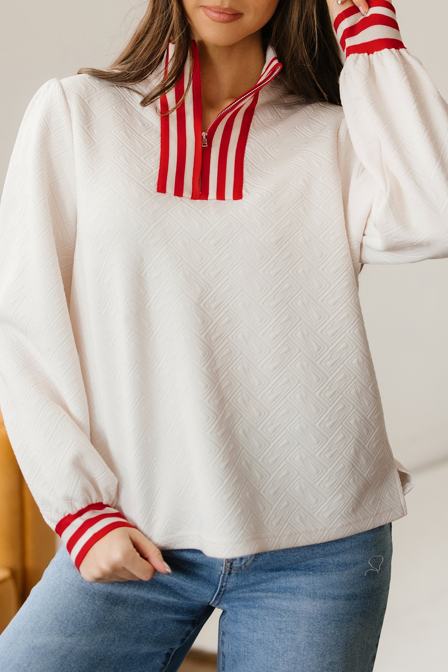 Ivory Lines Half Zip