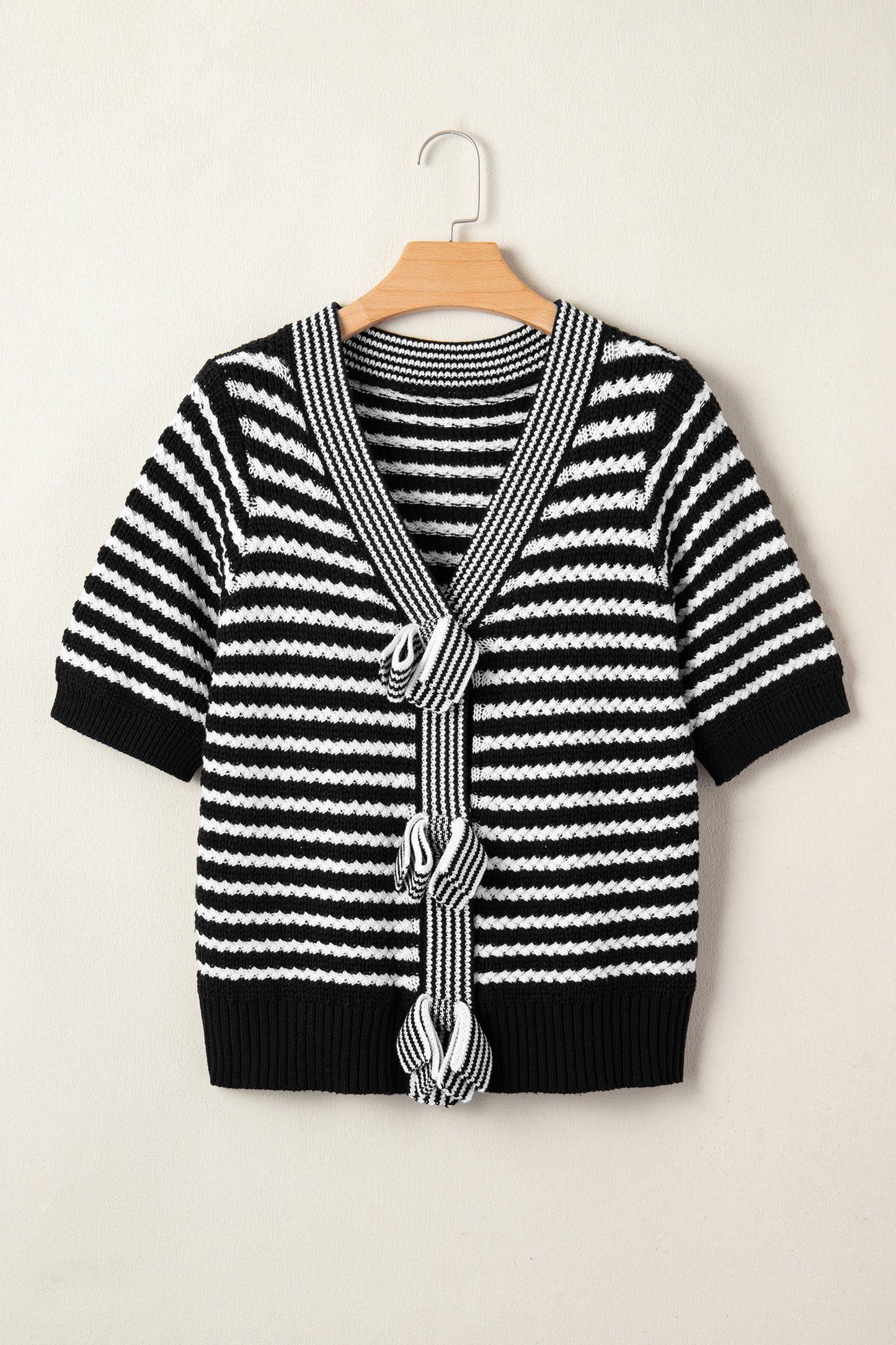 Parisian Bow Stripe Knit Blouse