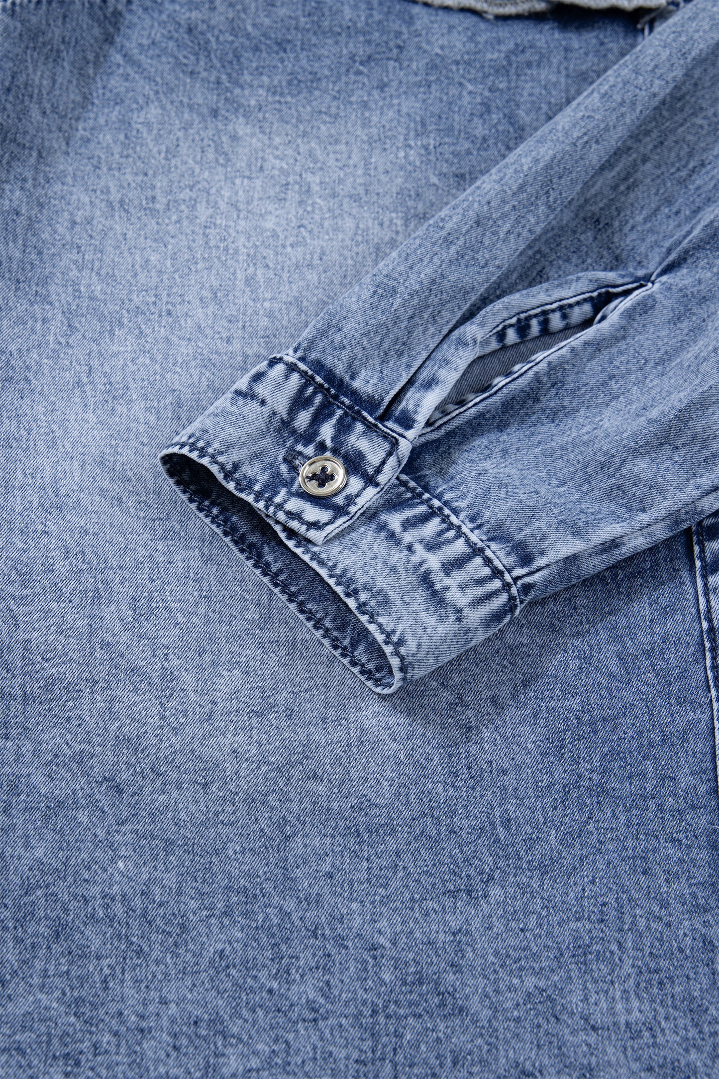 Ruffled Indigo Charm Denim Shirt