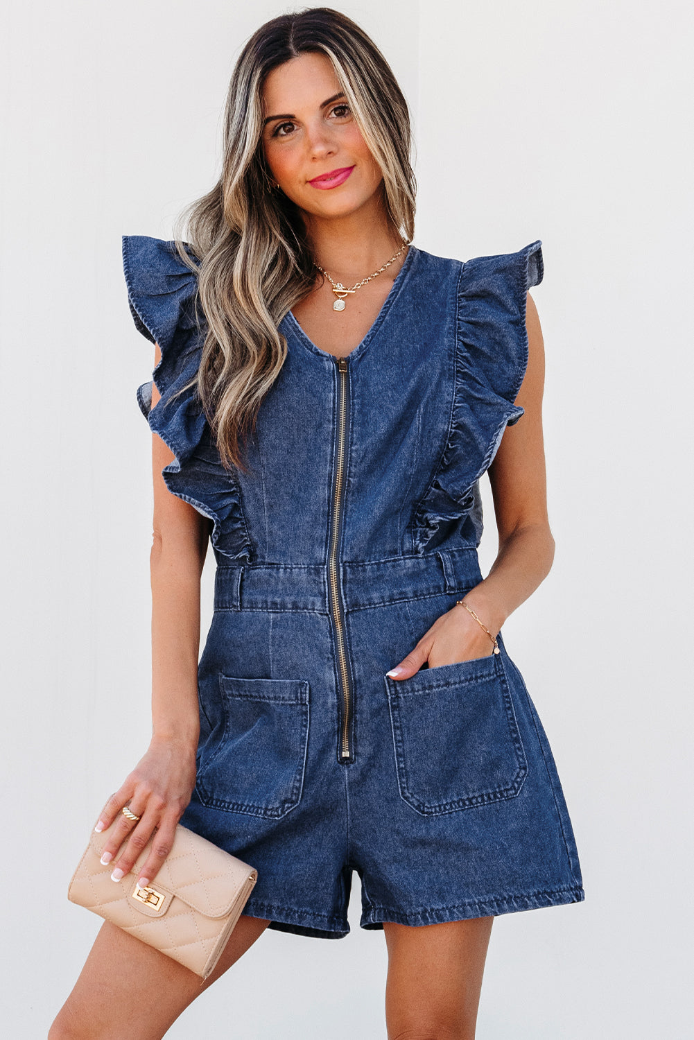 The Downtown Darling Denim Romper