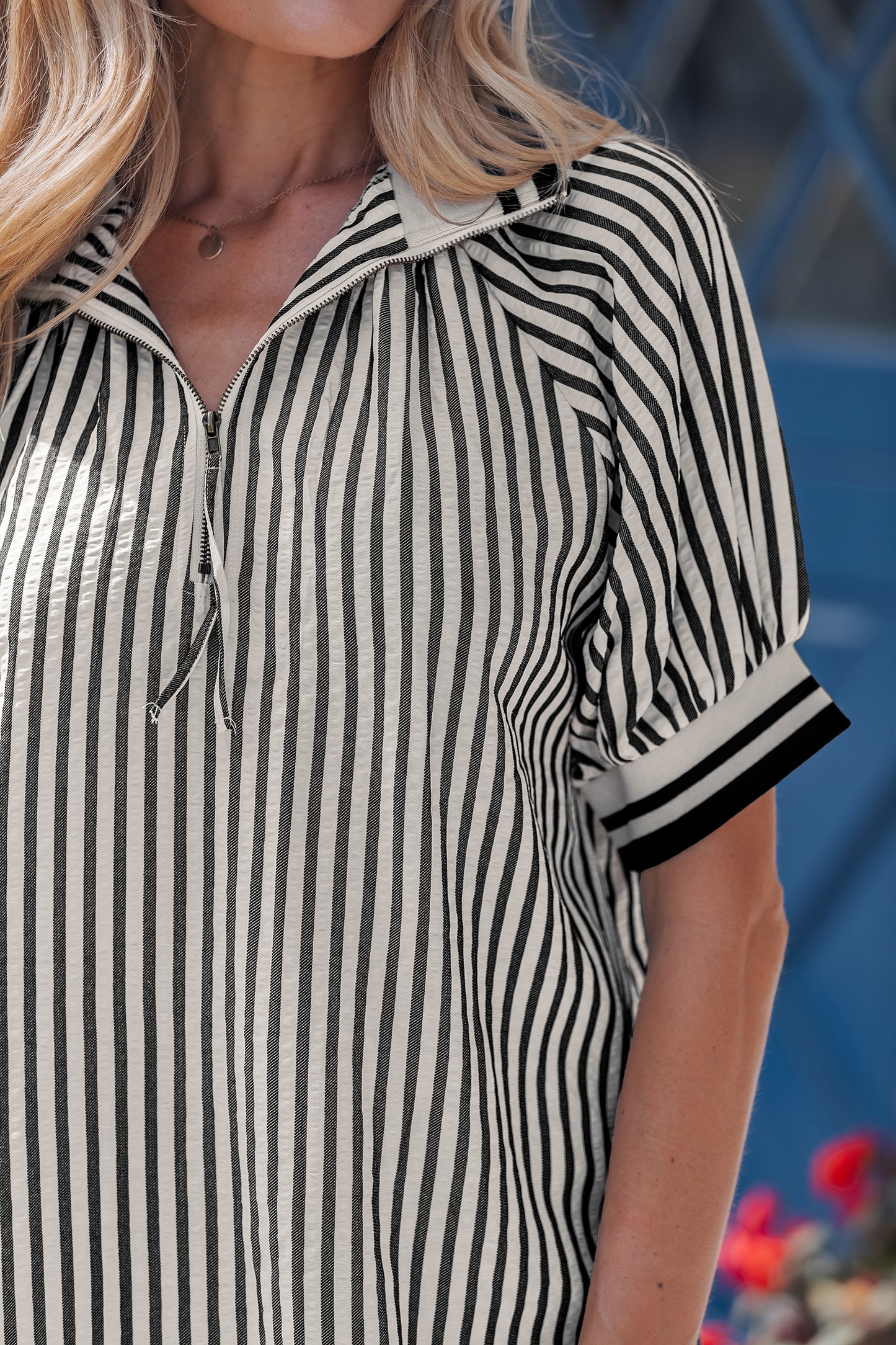 Parisian Stripe Zip Blouse