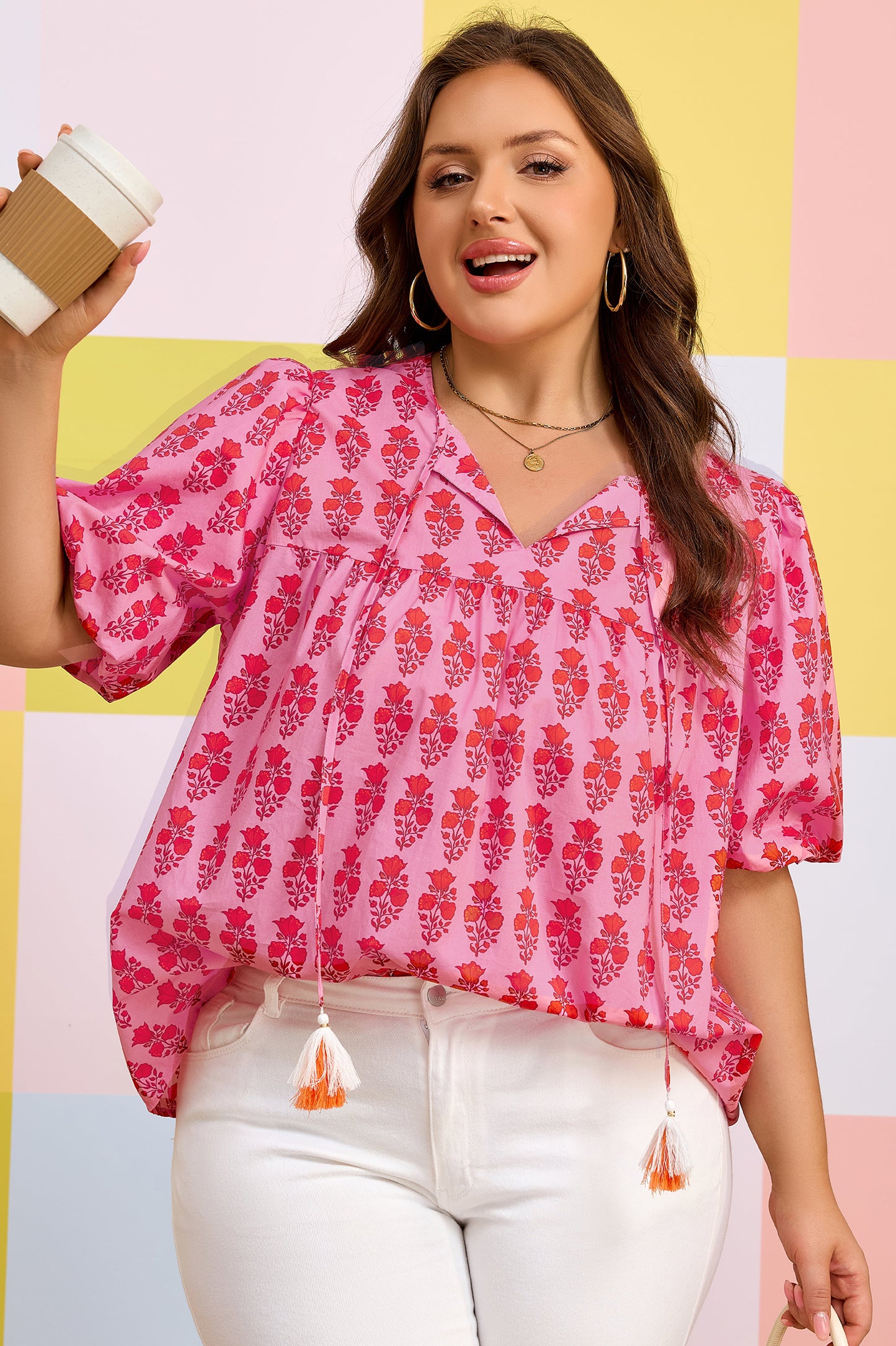 Pink Petals & Punch Blouse Curvy