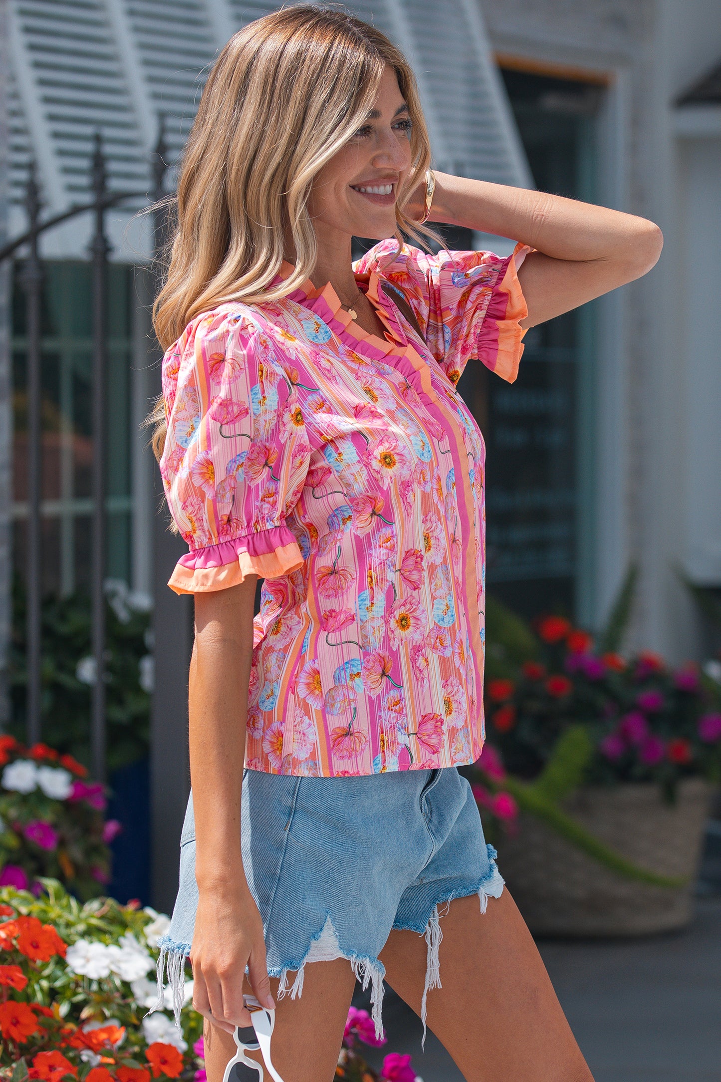 Pink Palm Blossom Blouse