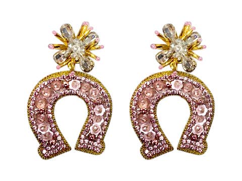 Derby Horseshoe Earrings - Pink