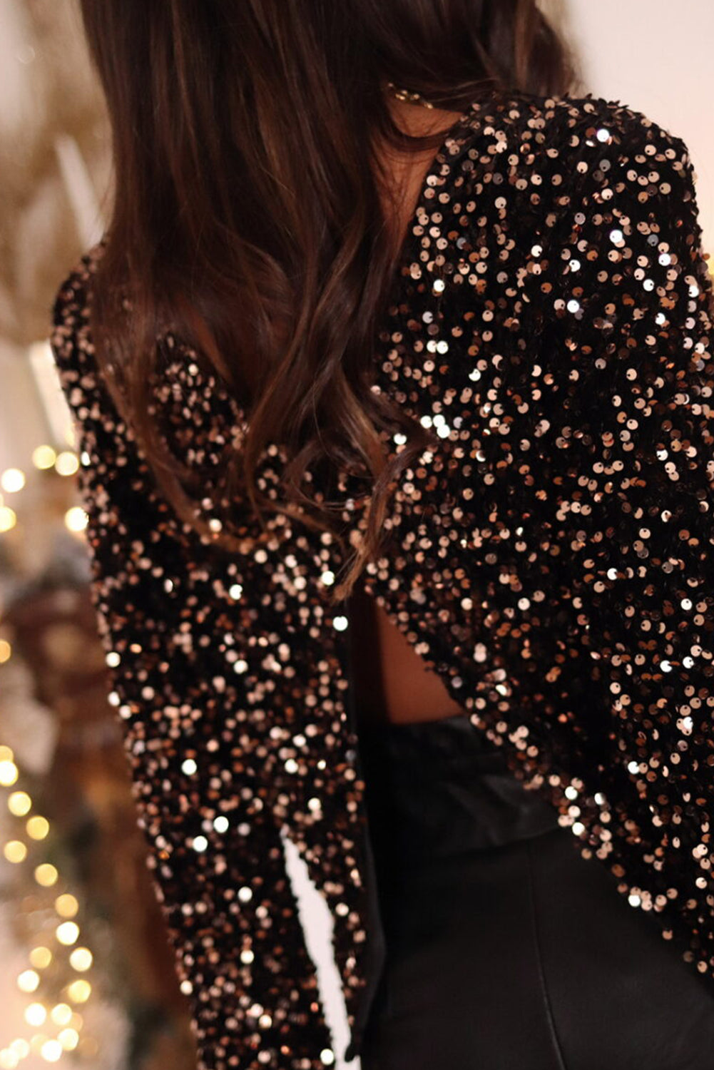 Bronze Luxe Open-Back Sequin Top
