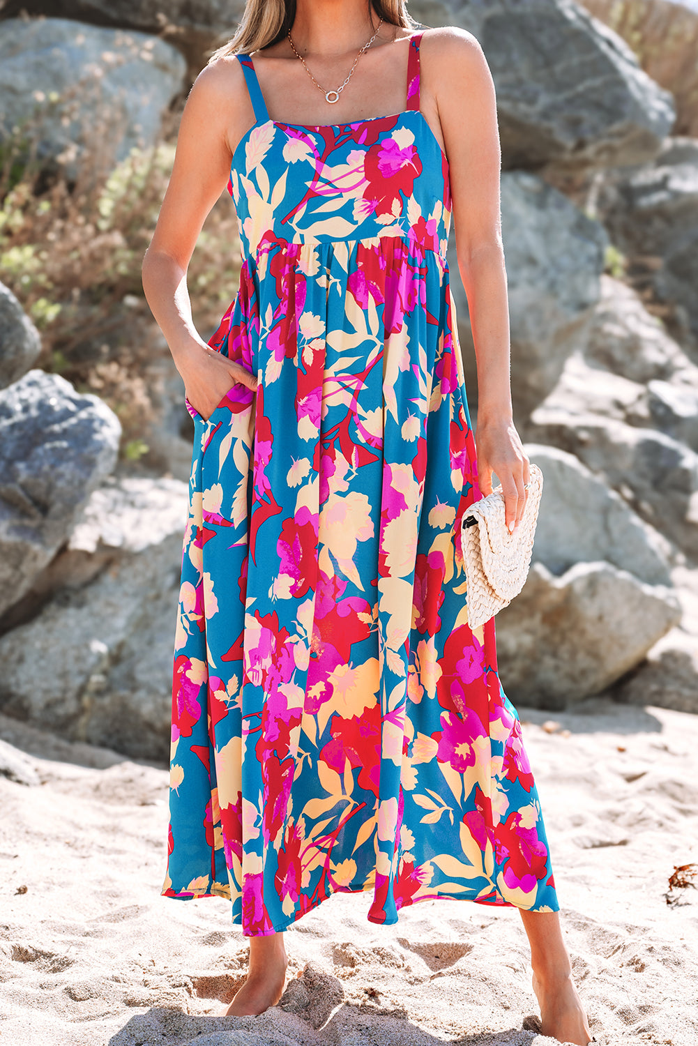 Dark Blue Floral Maxi Dress