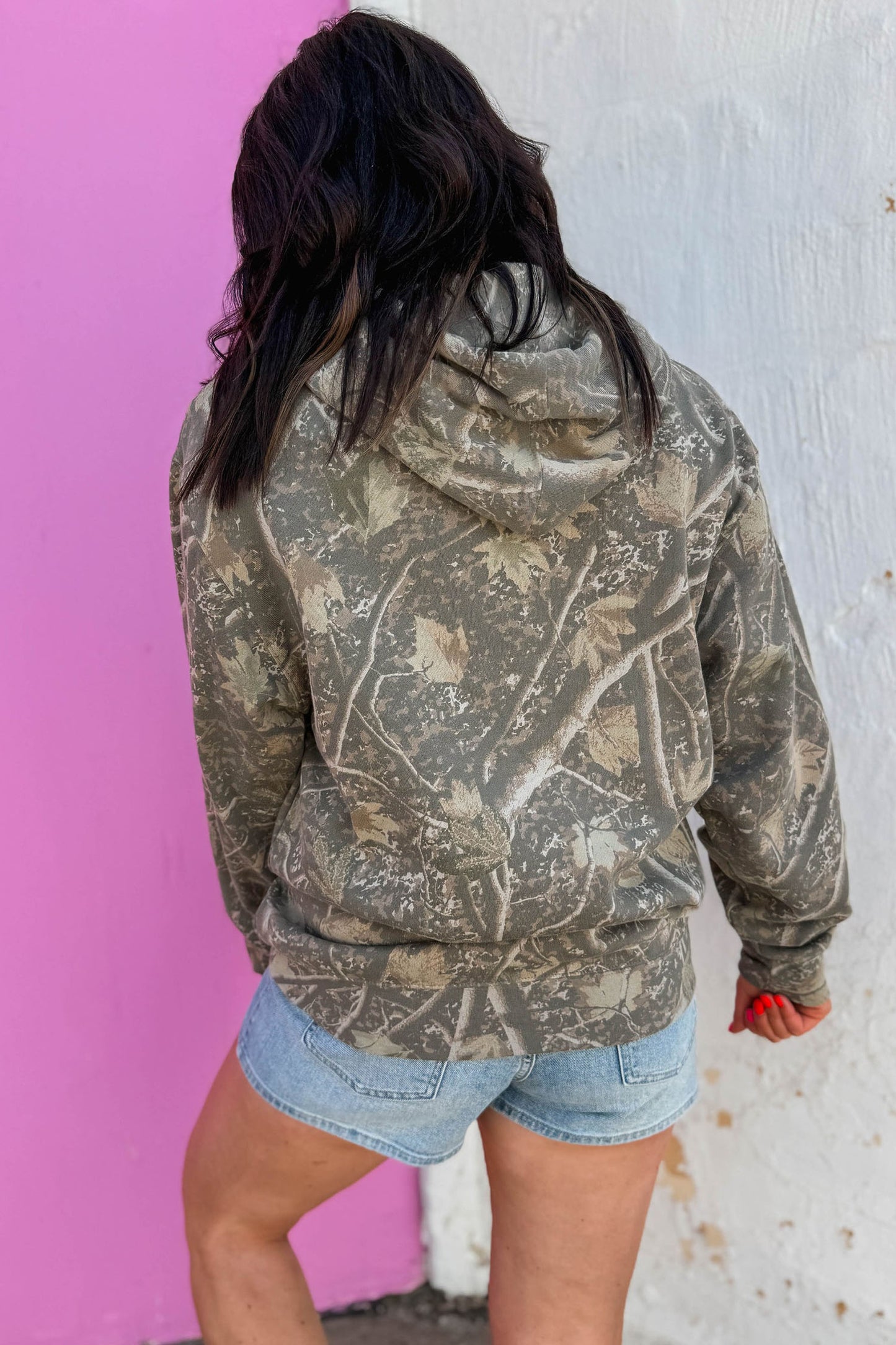 Camouflage Jesus Loves You Print Relaxed Hoodie