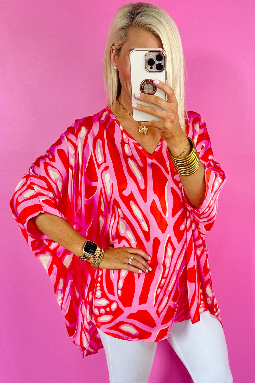 Pink Punch Caftan Blouse
