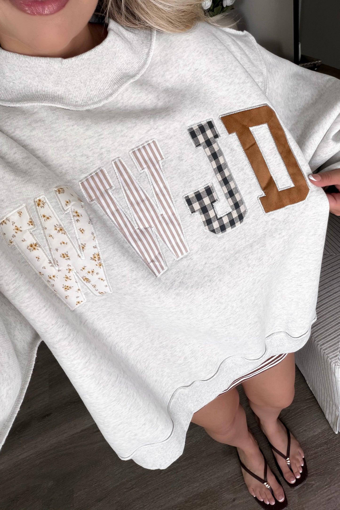 Gray WWJD Embroidered Mock Neck Sweatshirt