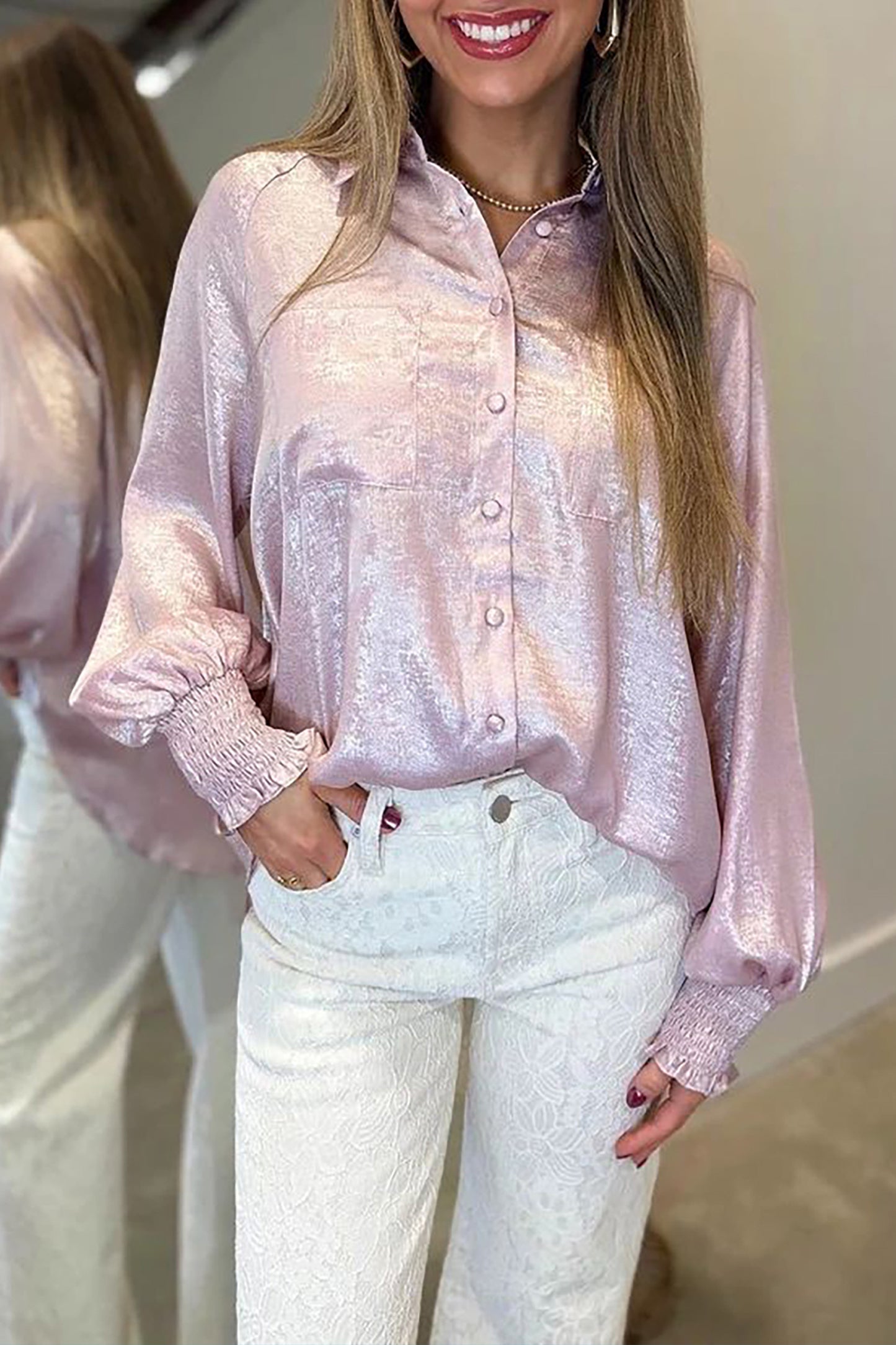 Pink Champagne Shimmer Blouse