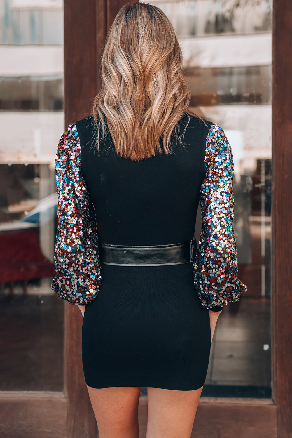 Confetti Nights Sequin Sleeve Dress