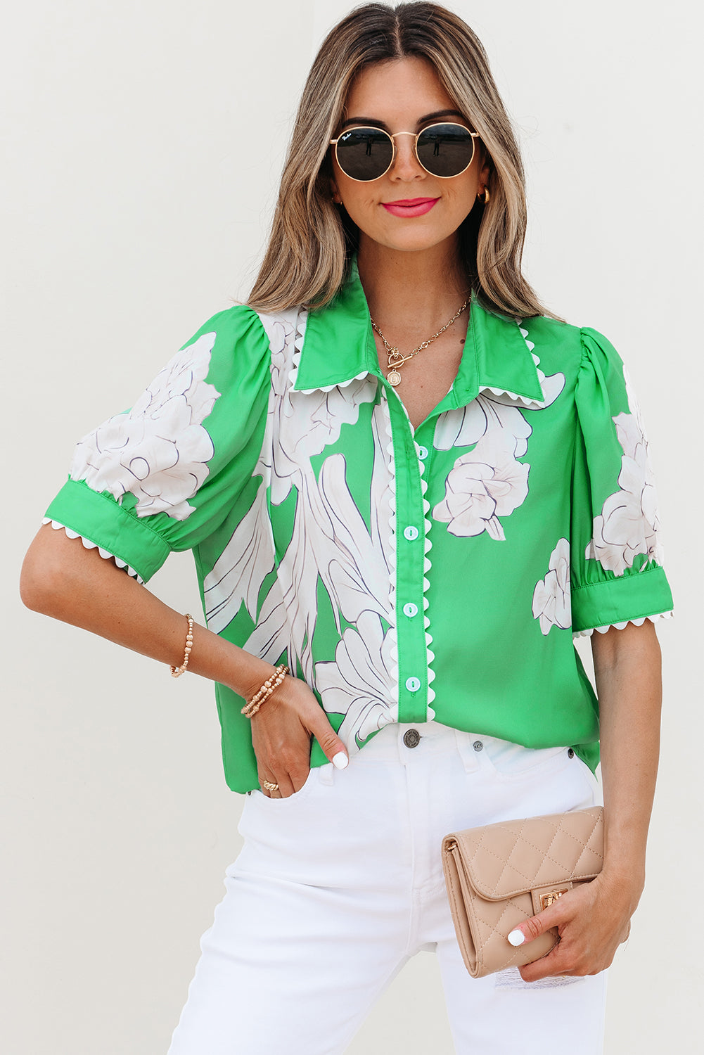 Emerald Manor Floral Blouse