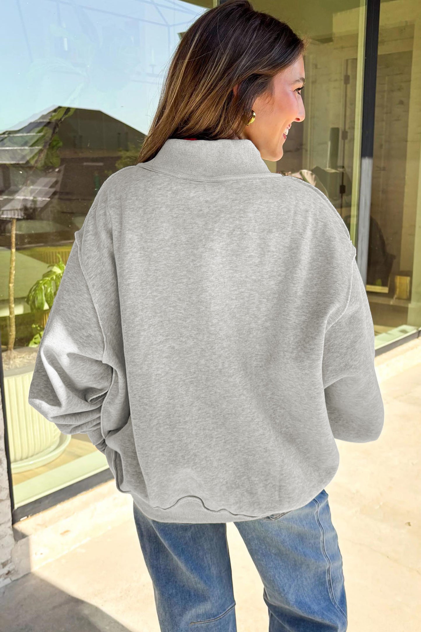 WAR DAMN/ EAGLES Double Side Print Mock Neck Sweatshirt