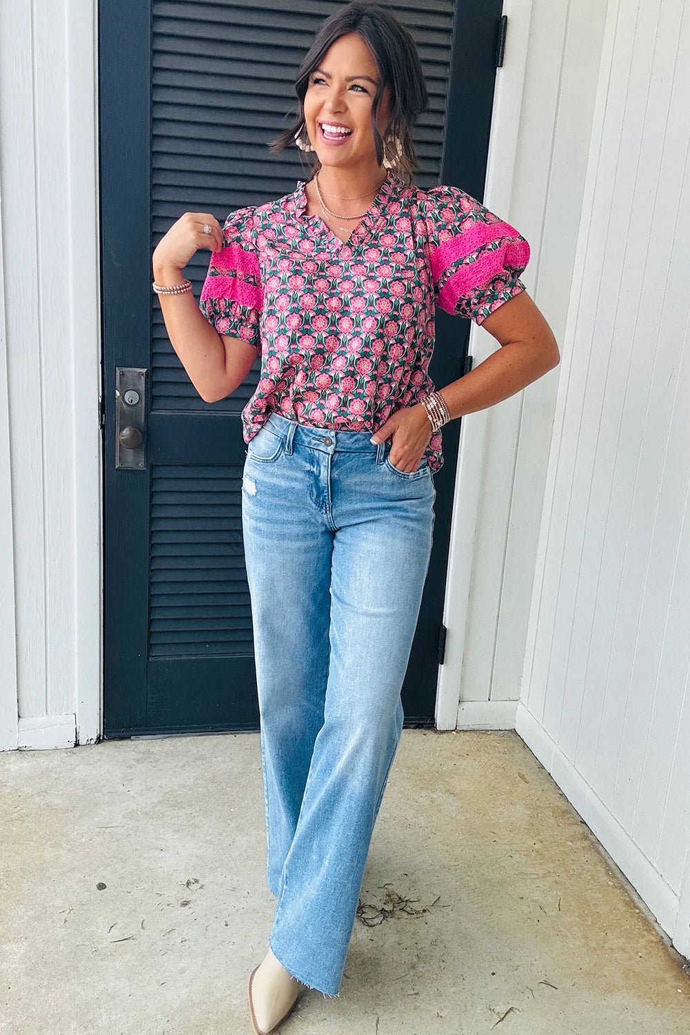 Garden Party Eyelet Sleeve Blouse