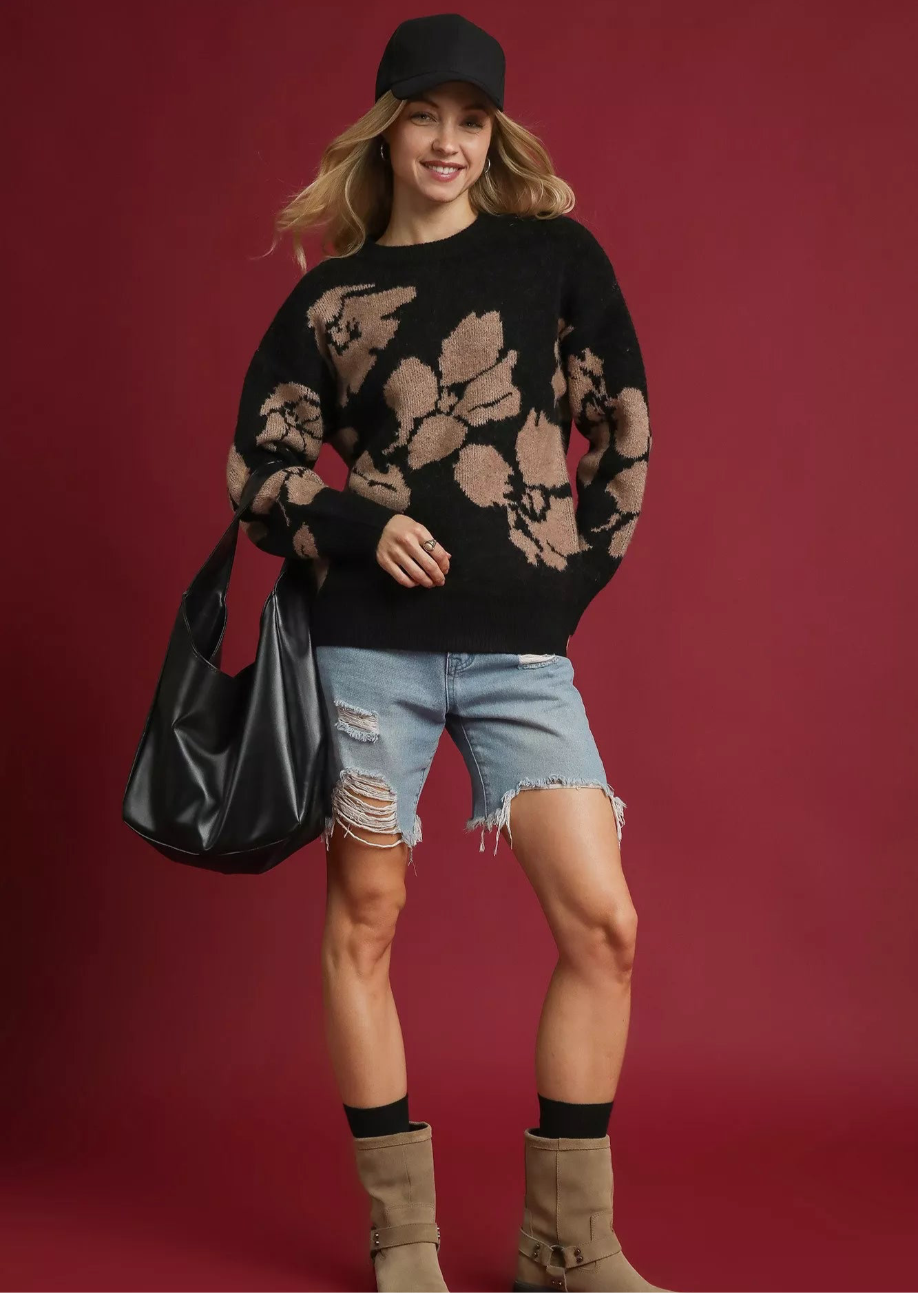 Umgee Floral Long Sleeve Sweater