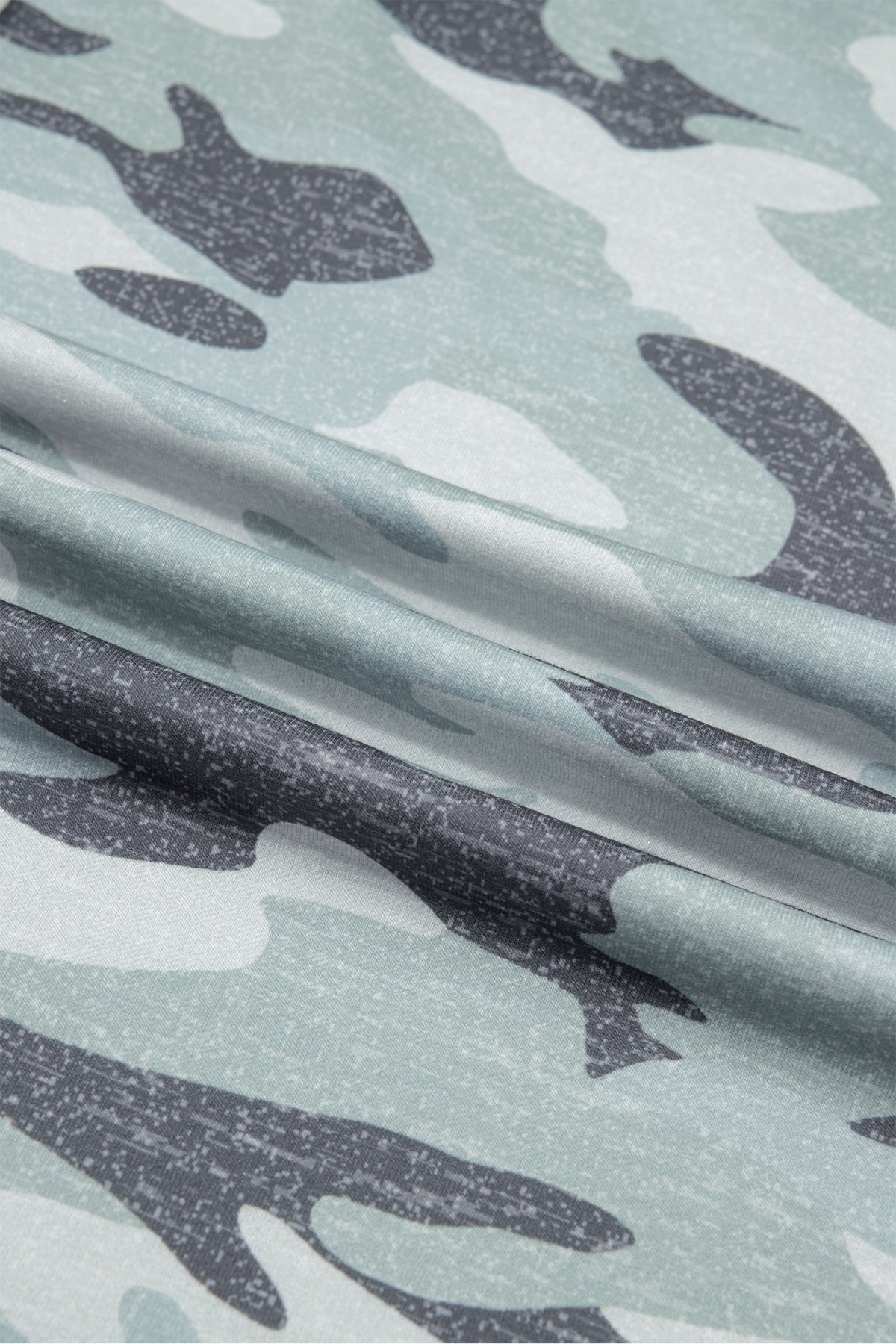 Green Camo Wide Leg Tie Elastic Waist Casual Pants