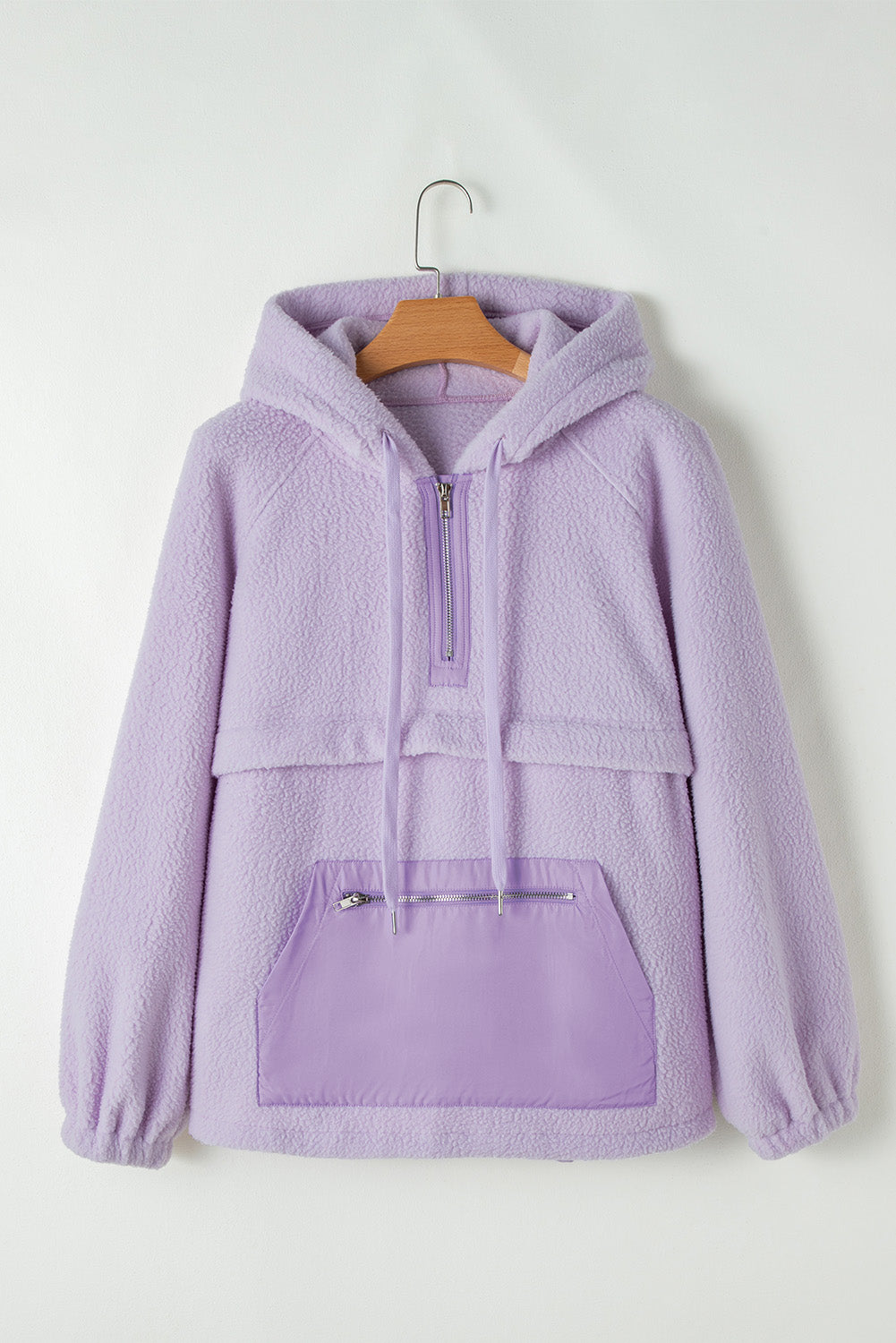 Lavender Cloud Sherpa Half-Zip Hoodie