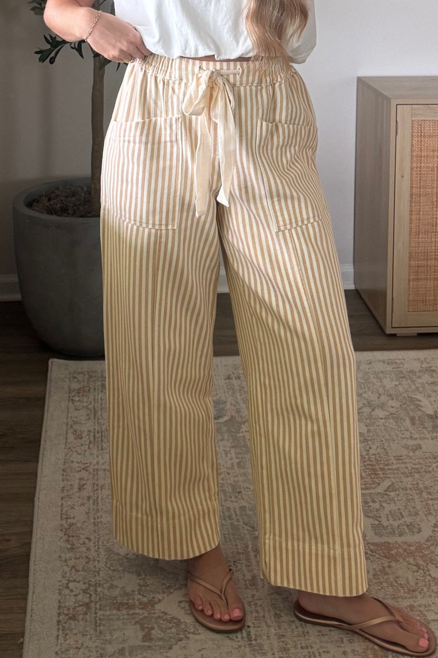 The Café Stripe Wide Leg Pants