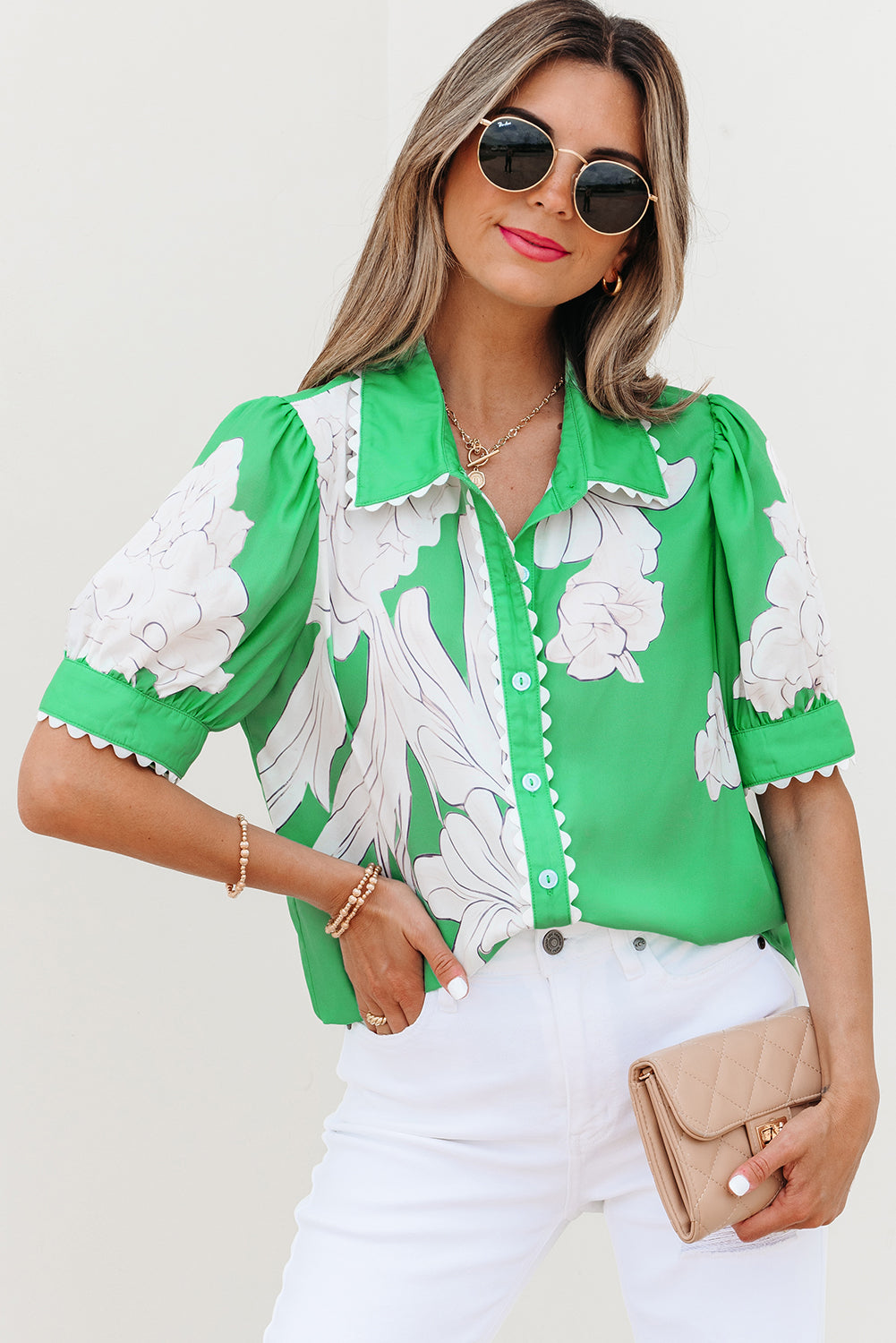 Emerald Manor Floral Blouse