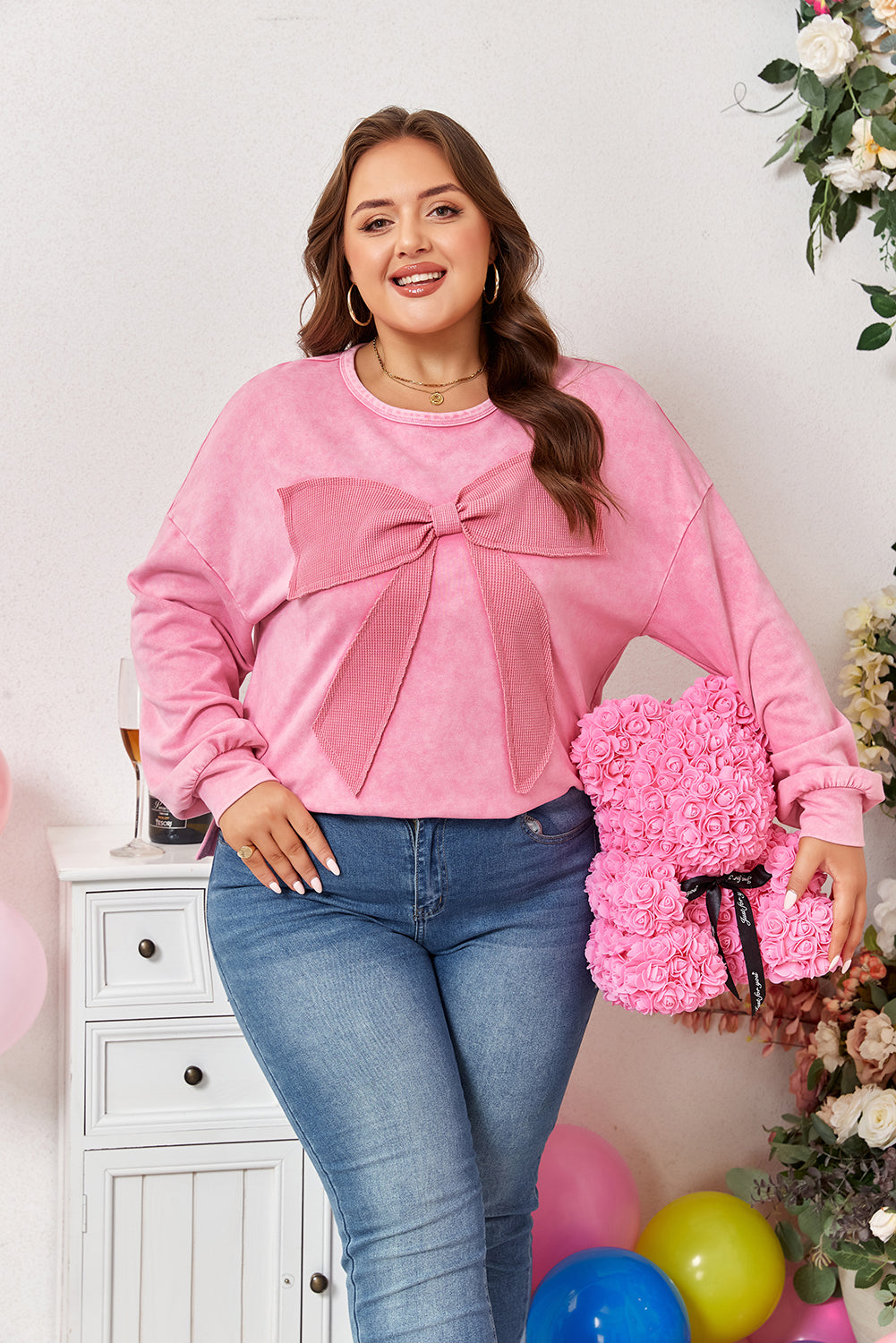 The Sweetheart Bow Lounge Plus Size Sweatshirt