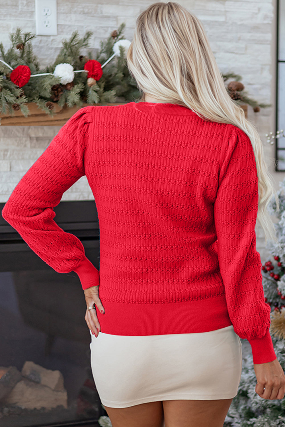 The Holly Berry Textured Knit Sweater