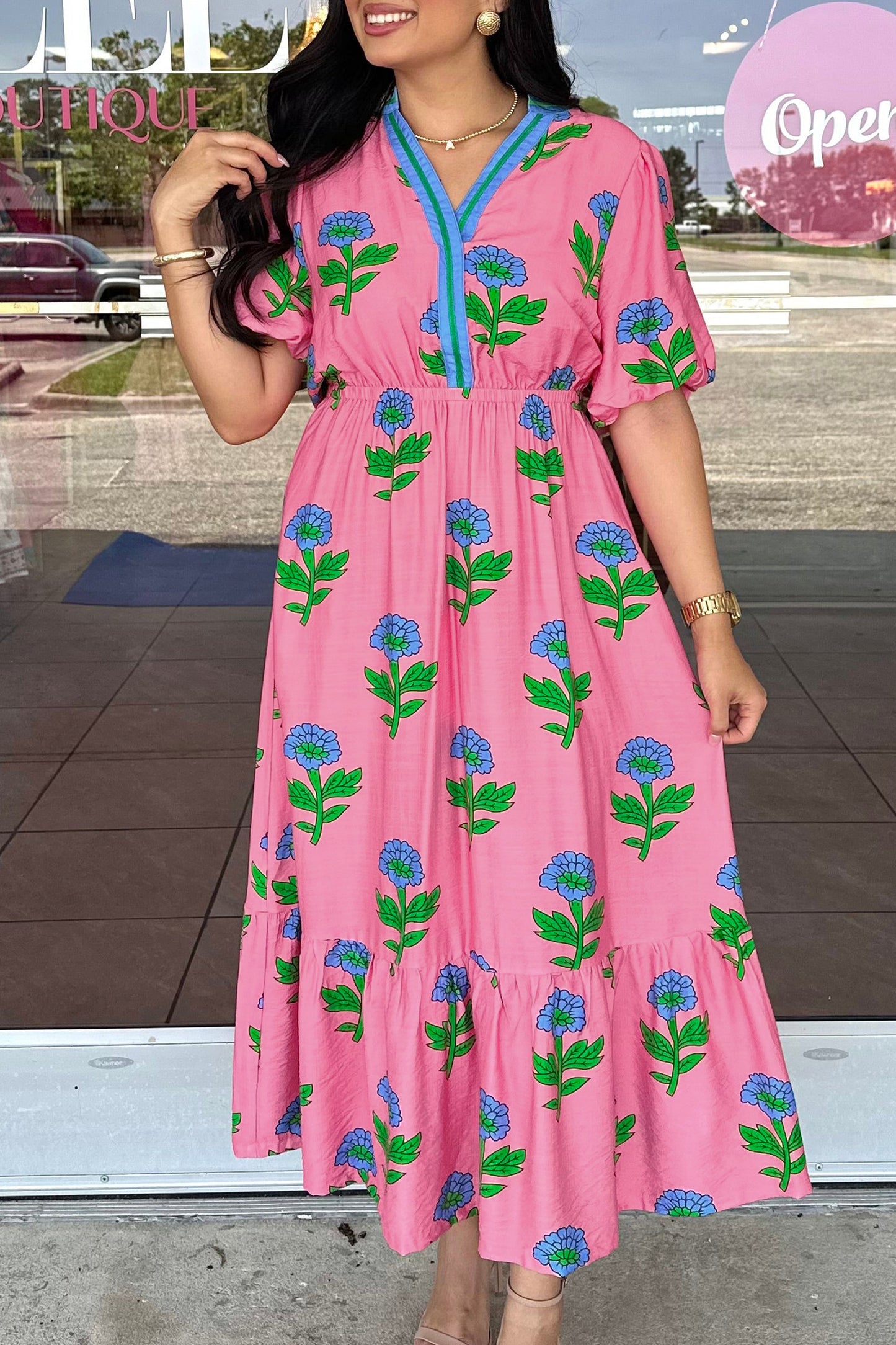 Curvy Pink Posy Promenade Maxi