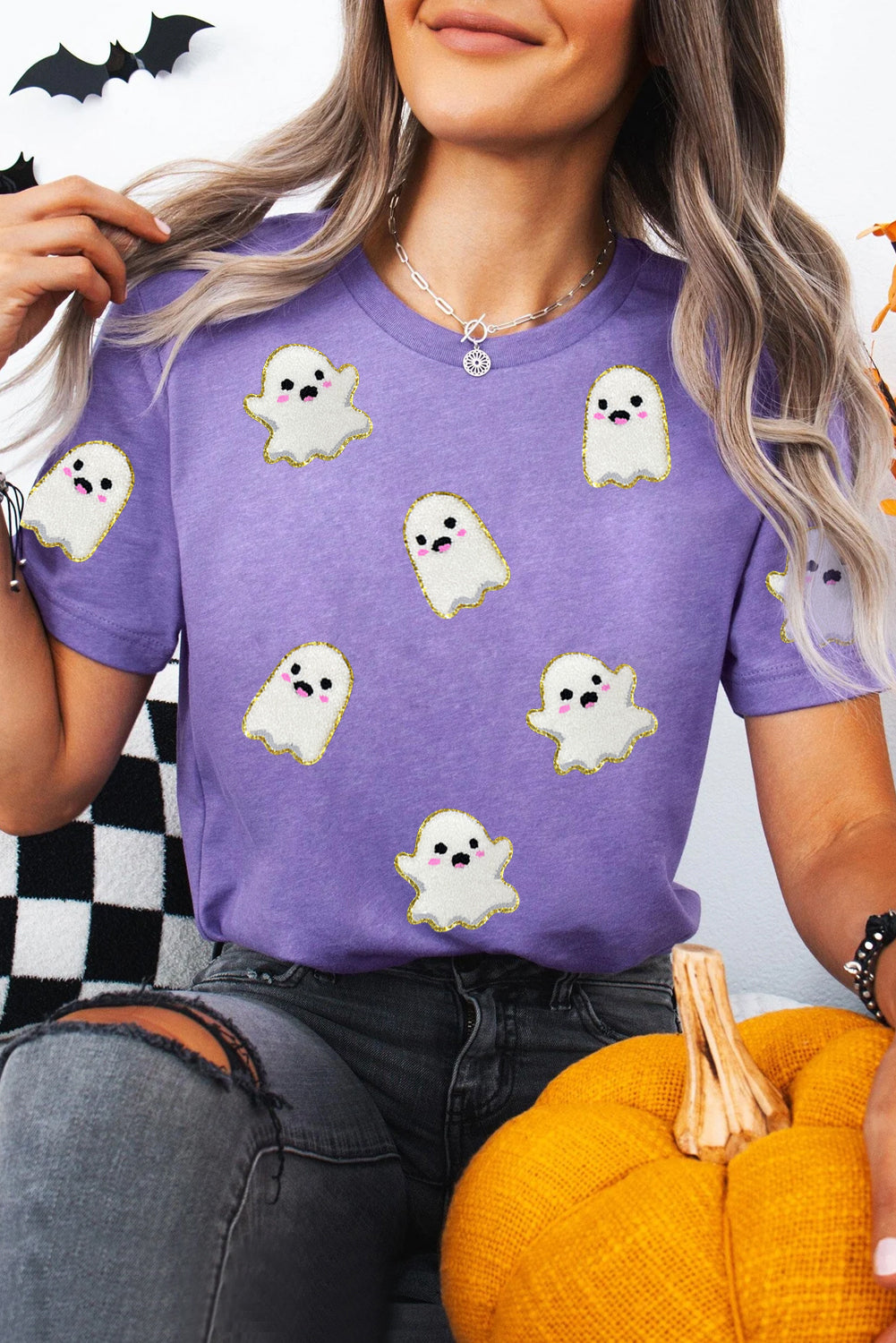 Ghost Patched Halloween Graphic Tee
