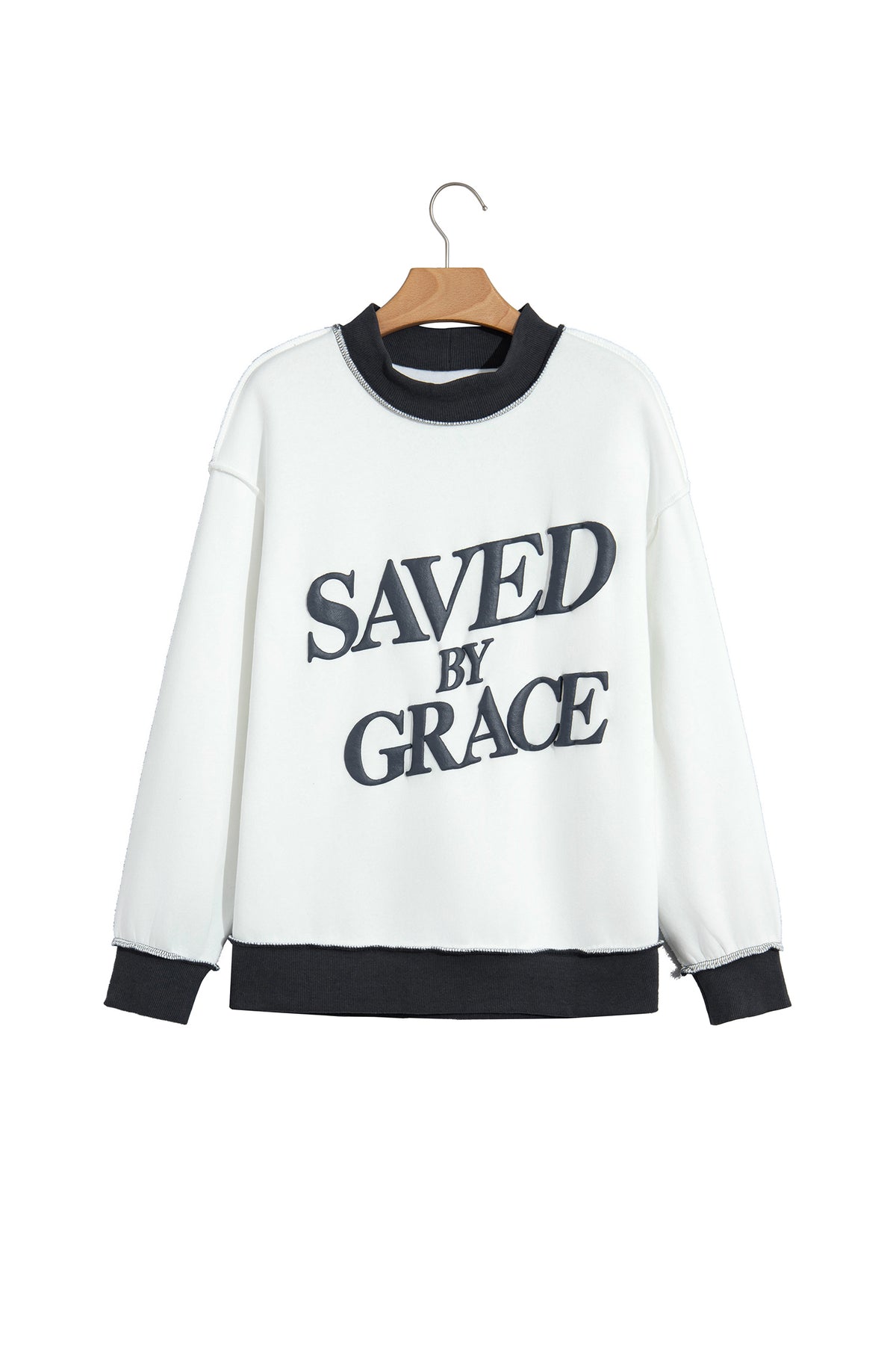 Saved by Grace Over-Sized Mock Neck Sweatshirt