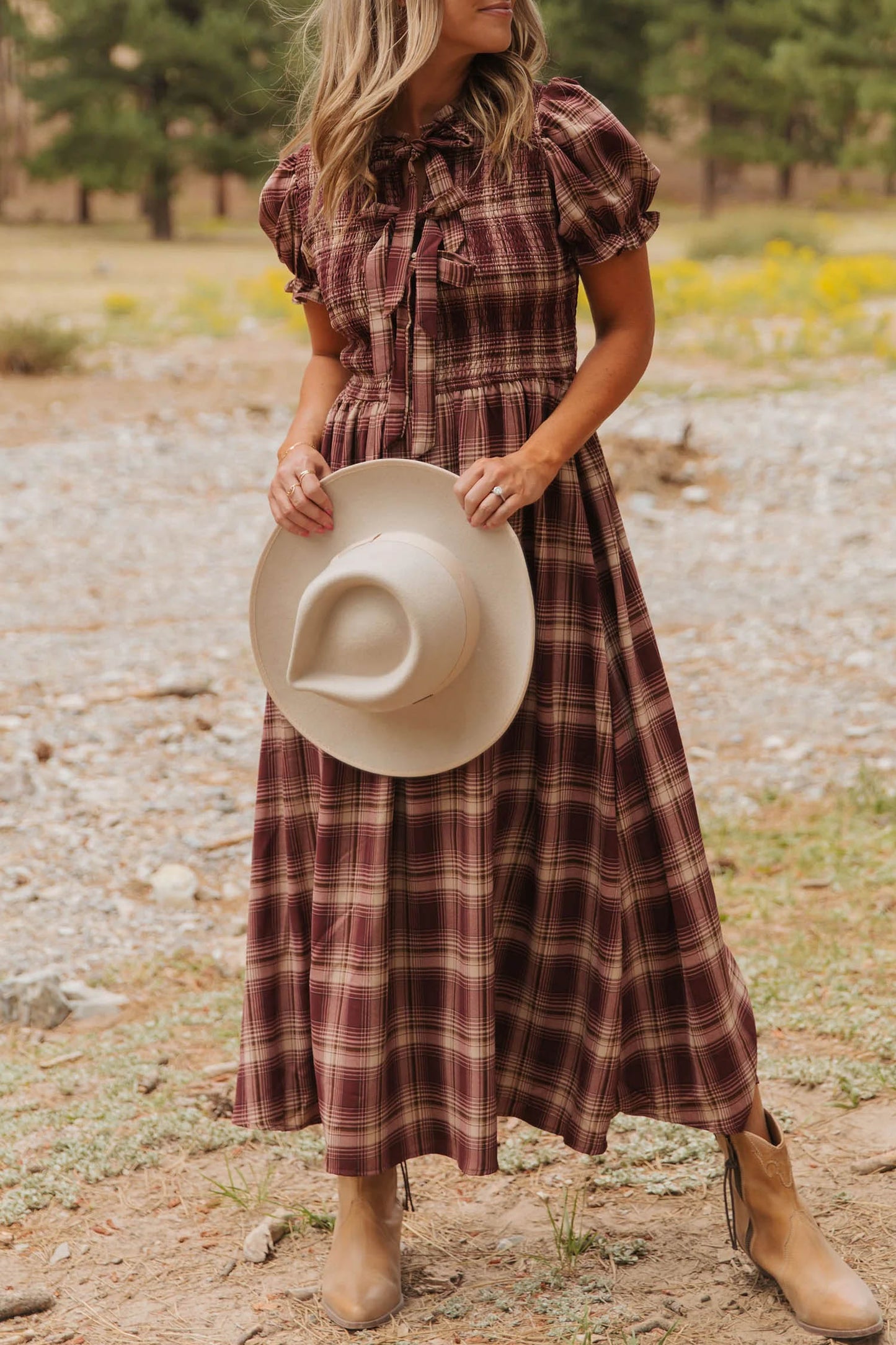 The Bow & Plaid Game Day Maxi Dress
