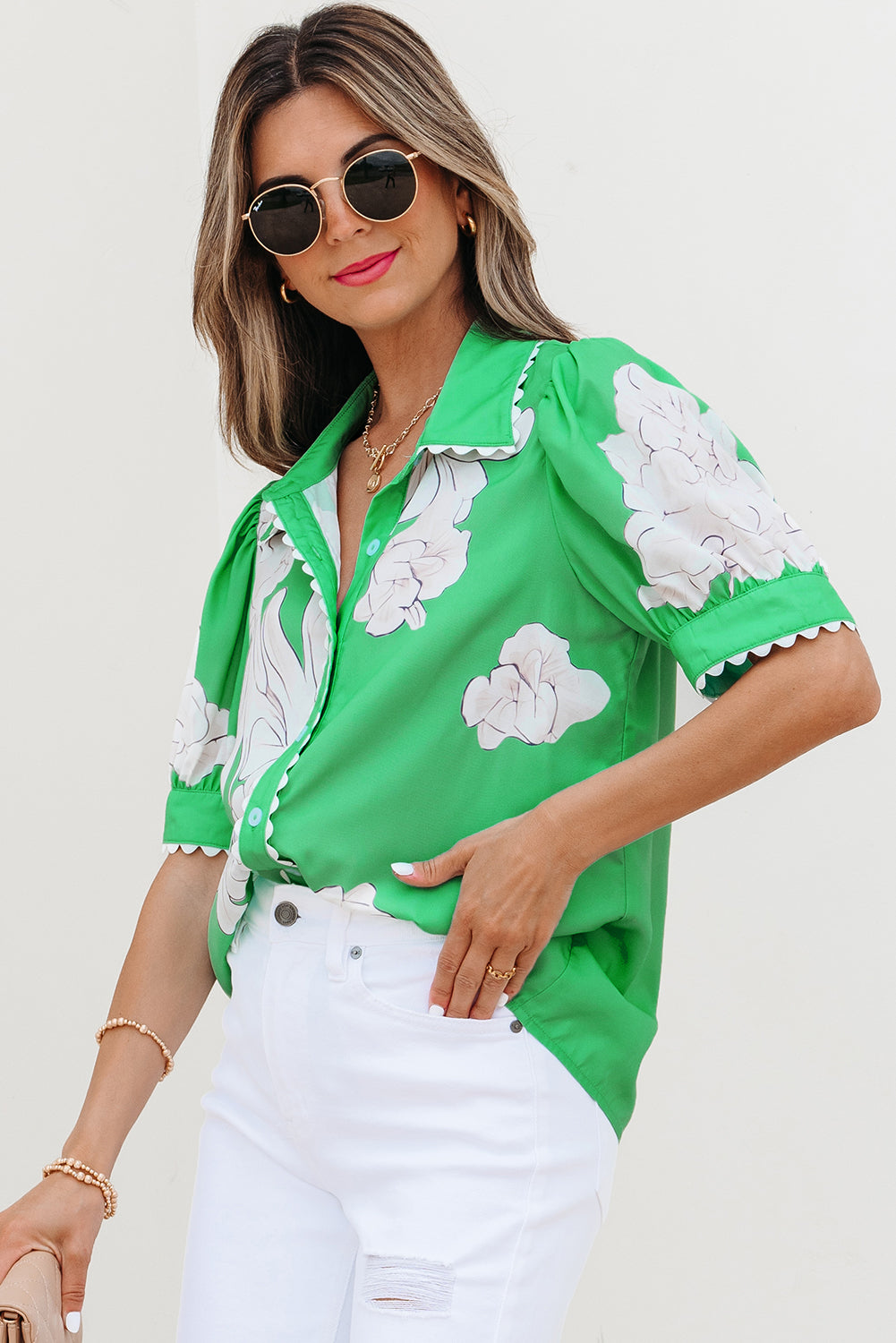 Emerald Manor Floral Blouse