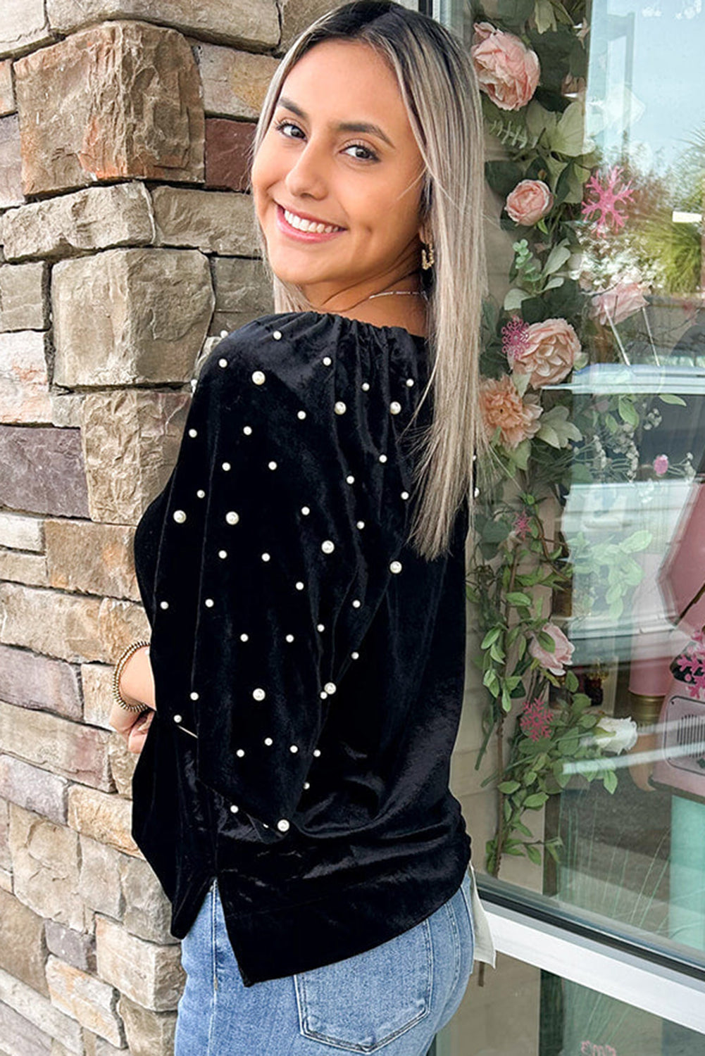 Midnight Pearl Velvet Top